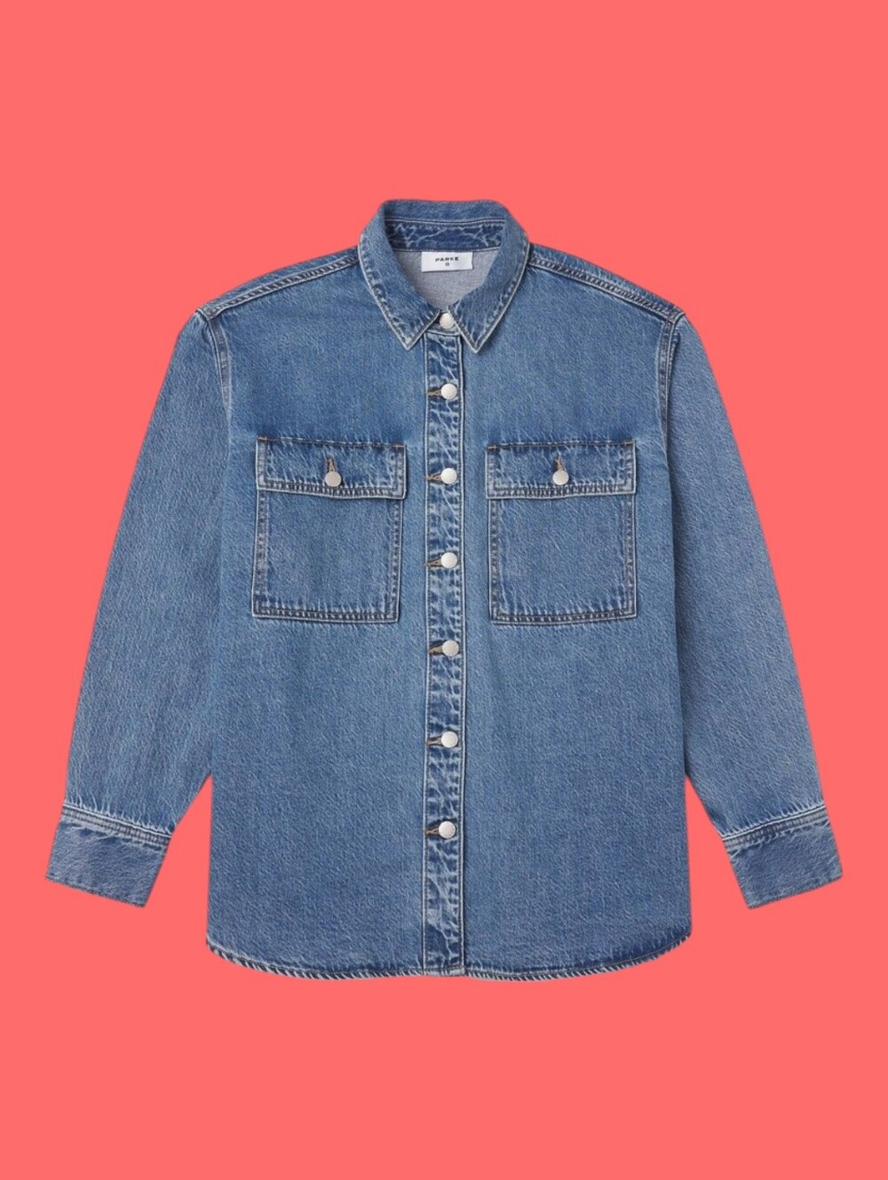Parke x Target Medium Wash Women's Long Sleeve Denim Shacket XS NWT
